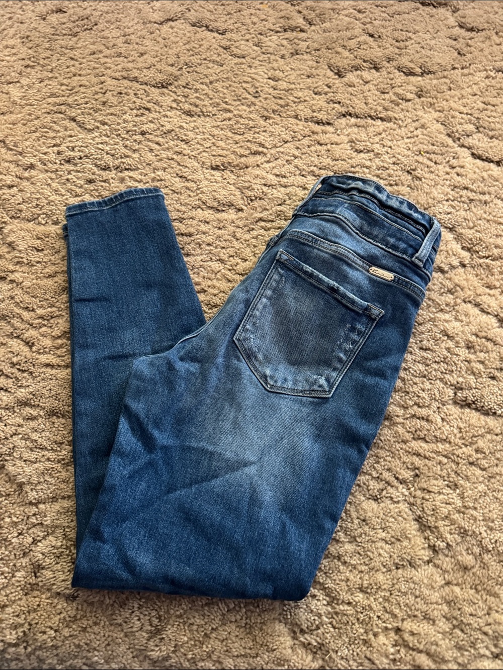 KanCan Women's Dark Blue Skinny Jeans with Faded Wash